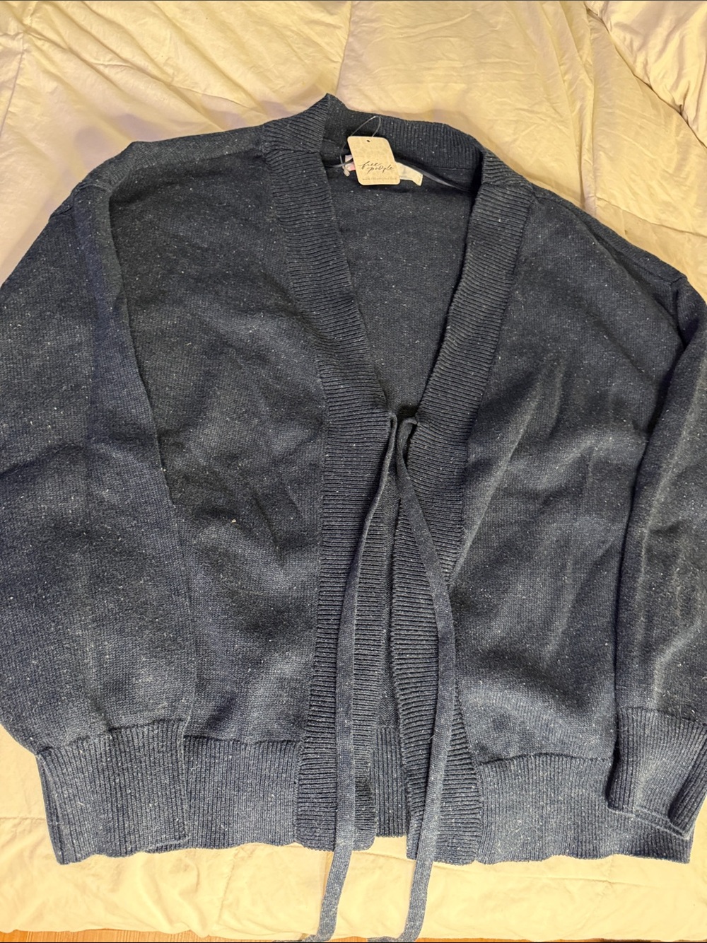 Free People Navy Heather Tie-Front Sweater Cardigan